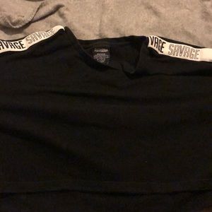 Black Cropped Long Sleeve Shirt